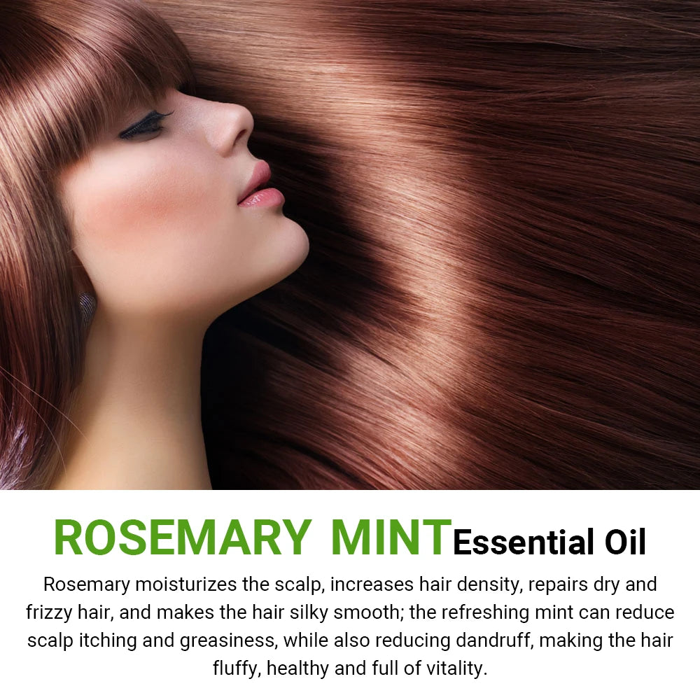 Rosemary Mint Hair Growth Oil Preventing Hair Dryness Split Moisturizing Gentle Nourishing Soft Glossy Organics Hair Care Oil